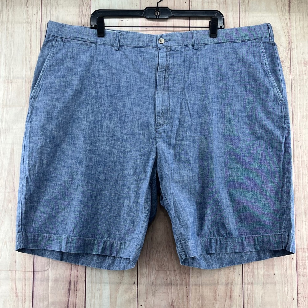 Polo Ralph Lauren Mens Blue Cotton Chambray Flat Front Shorts Size 48 Big